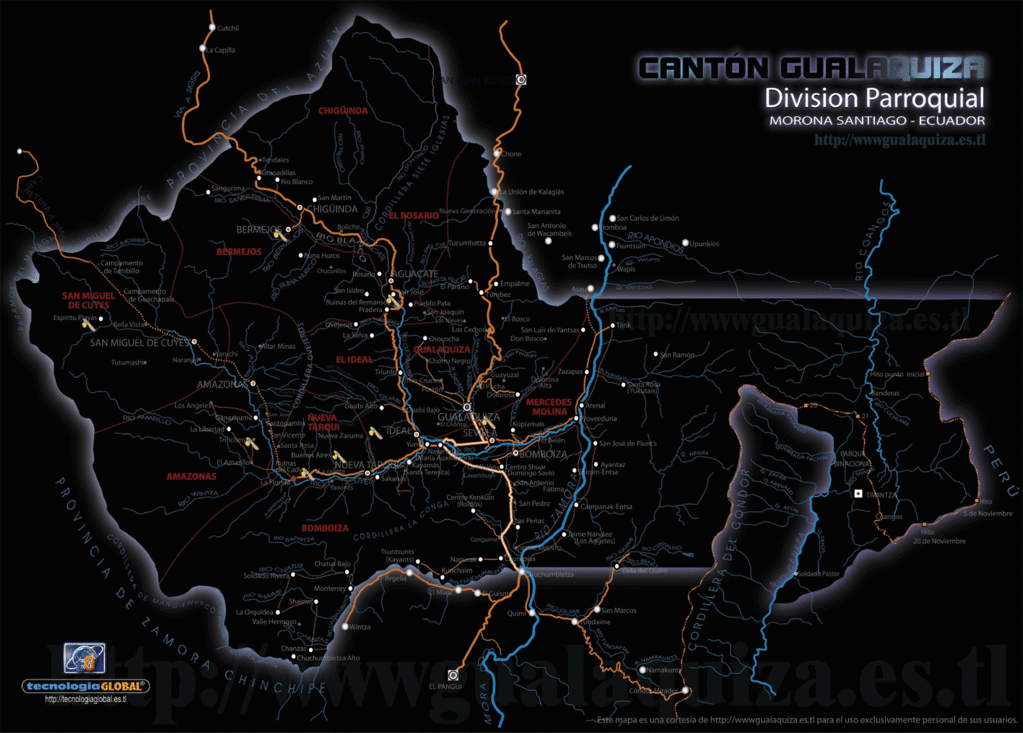 Mapa,canton,parroquias,gualaquiza