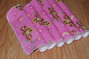 Owls on Pink cloth wipes