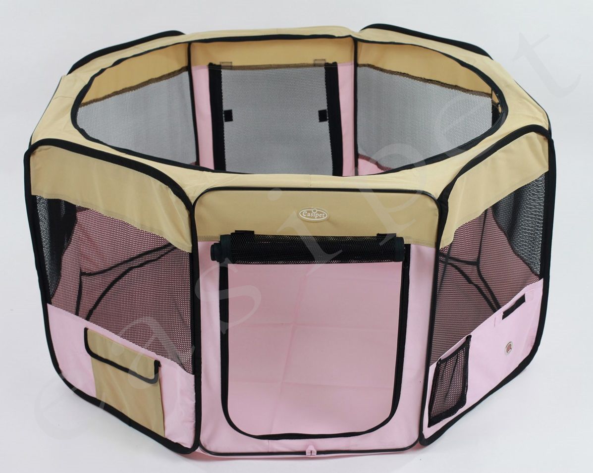 Fabric Pet Playpen Dog Cat Puppy Guinea Pig Play Pen Run New Pink Soft