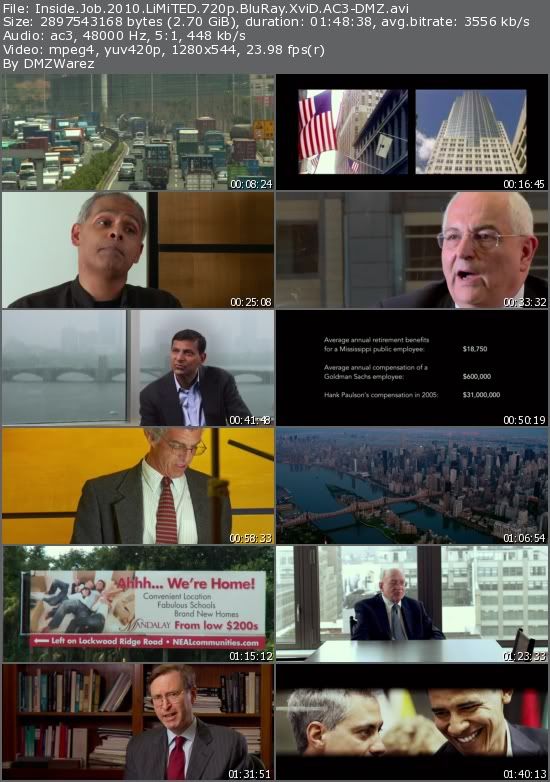 Inside Job (2010) LiMiTED 720p BluRay XviD AC3-DMZ Inside Job (2010) LiMiTED 720p BluRay XviD AC3-DMZ