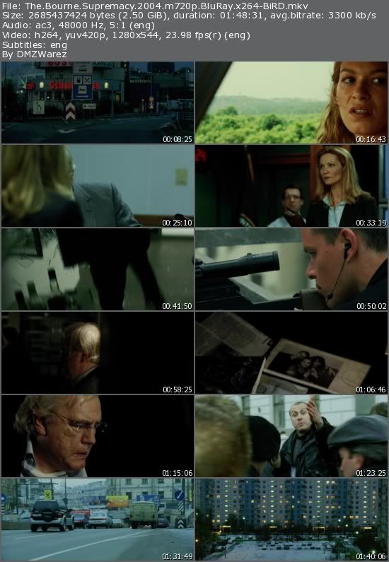 The Bourne Supremacy (2004) m720p BluRay x264-BiRD The Bourne Supremacy (2004) m720p BluRay x264-BiRD