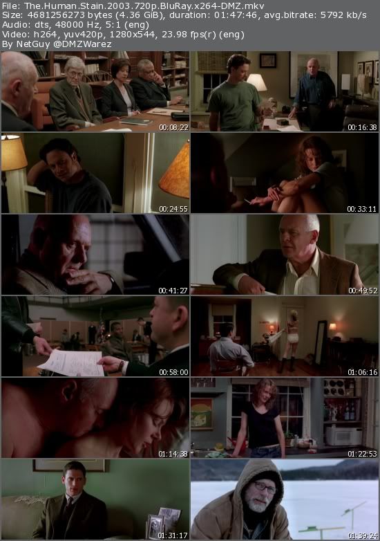 The Human Stain (2003) 720p BluRay x264-DMZ The Human Stain (2003) 720p BluRay x264-DMZ