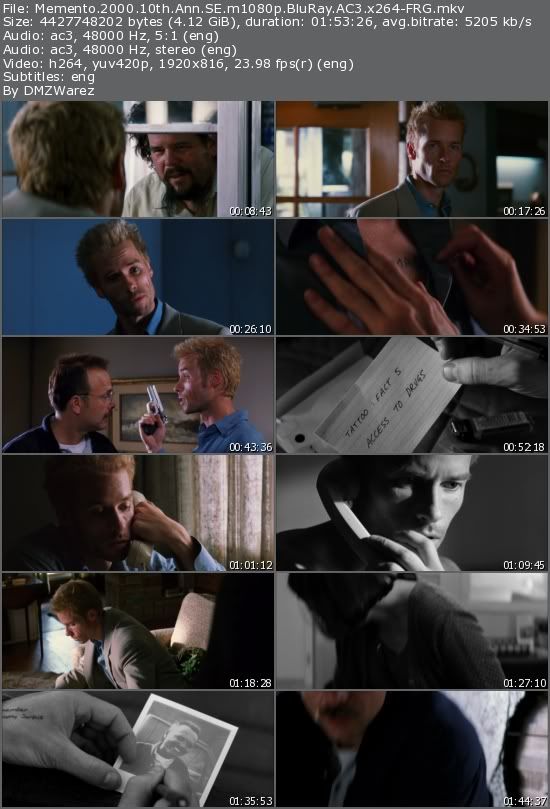 Memento (2000) 10th Ann SE m1080p BluRay AC3 x264-FRG Memento (2000) 10th Ann SE m1080p BluRay AC3 x264-FRG