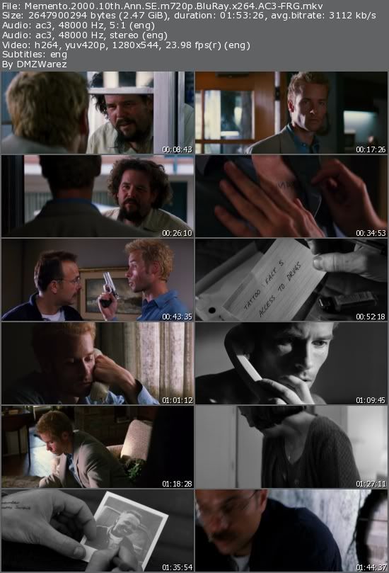 Memento (2000) 10th Ann SE m720p BluRay x264 AC3-FRG Memento (2000) 10th Ann SE m720p BluRay x264 AC3-FRG