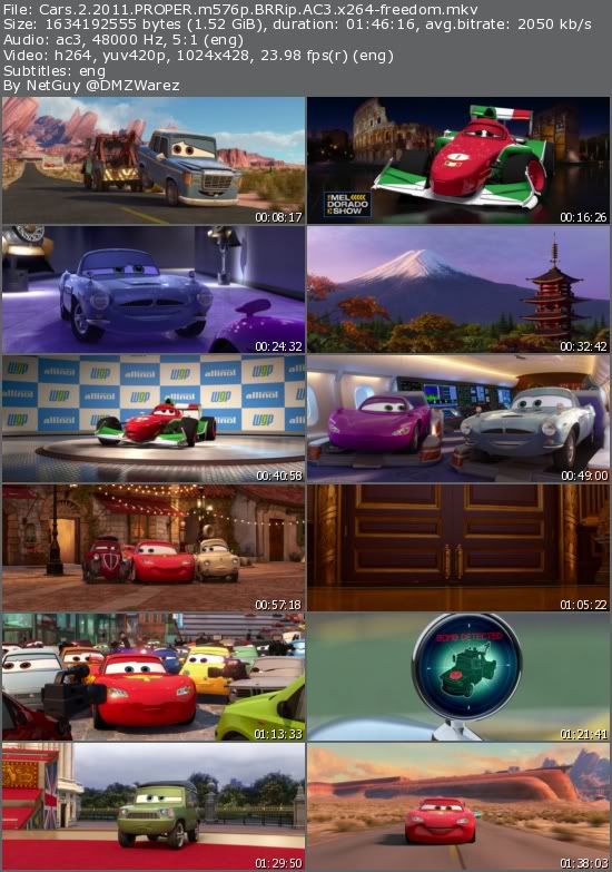 Cars 2 (2011) PROPER m576p BRRip AC3 x264-freedom Cars 2 (2011) PROPER m576p BRRip AC3 x264-freedom