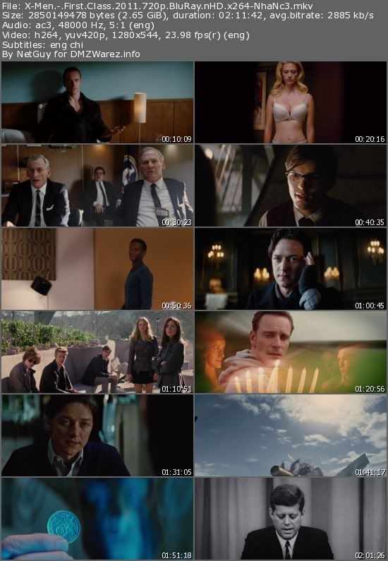 X-Men: First Class (2011) 720p BluRay nHD x264-NhaNc3 X-Men: First Class (2011) 720p BluRay nHD x264-NhaNc3