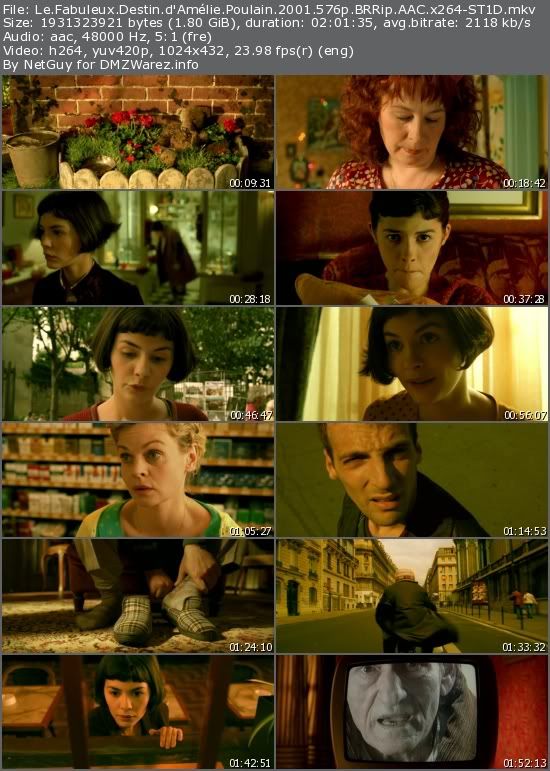 Le Fabuleux Destin d'Amélie Poulain (2001) 576p BRRip AAC x264-ST1D mkv Le Fabuleux Destin d'Amélie Poulain (2001) 576p BRRip AAC x264-ST1D mkv