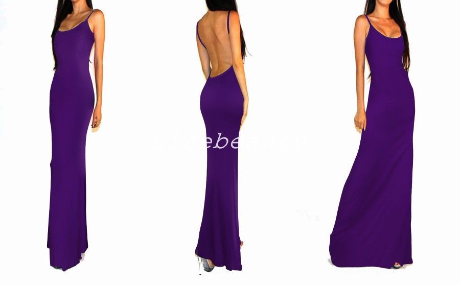 fashion women sleeveless backless Long maxi cocktail evening party