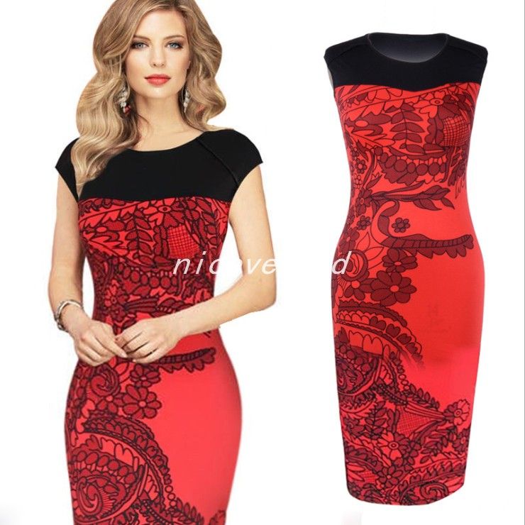 Elegant Women wear to work summer casual knee lenght bodycon pencil