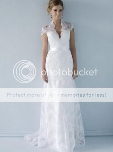 Lace Court White Sheath/Column Short Sleeve Wedding Dress/Evening Gown