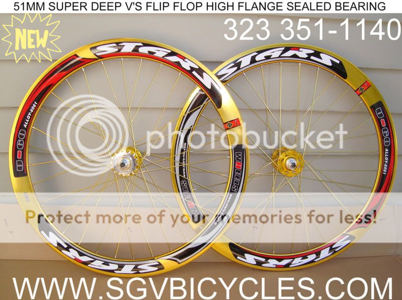 51mm Stars Gold Wheels Fixed Gear Fixie Track Bike