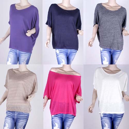 New Casual Blouses Loose Batwing Short Sleeve Womens T Shirts Tops 